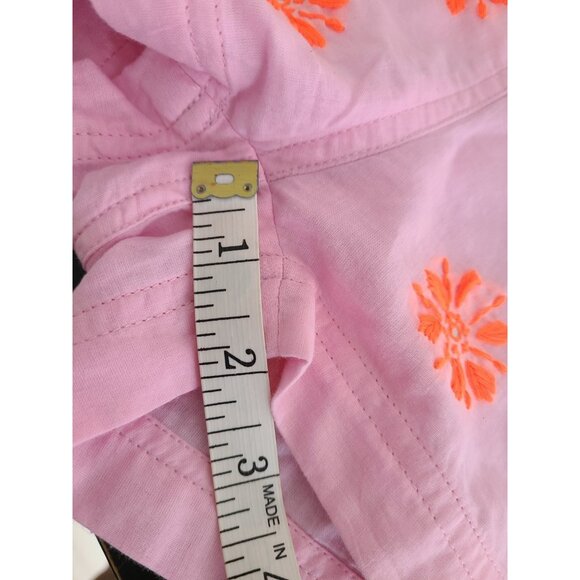 JULIET DUNN Romper Neon Pink Floral Overall Embroidered One Size - Picture 6 of 8